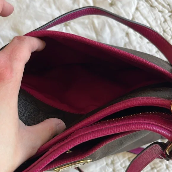 Coach Signature Canvas Tote Brown and Pink - Picture 9 of 17